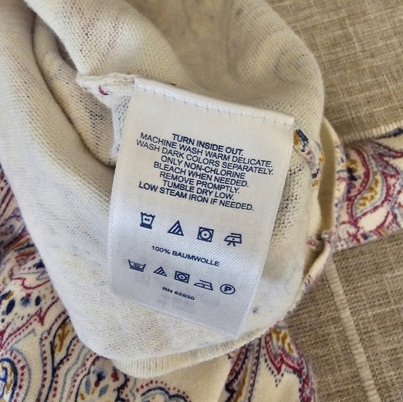 Land's End LP 100% Cotton Paisley 3/4 Sleeve Top - Picture 4 of 7